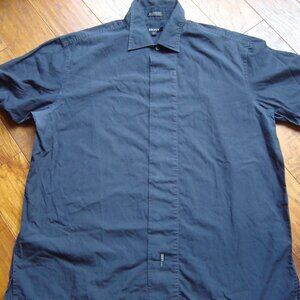 DKNY Mens Dark Gray Short Sleeve Button Up Shirt 100% Cottonsz XL